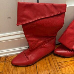 Red slouchy vintage bootie